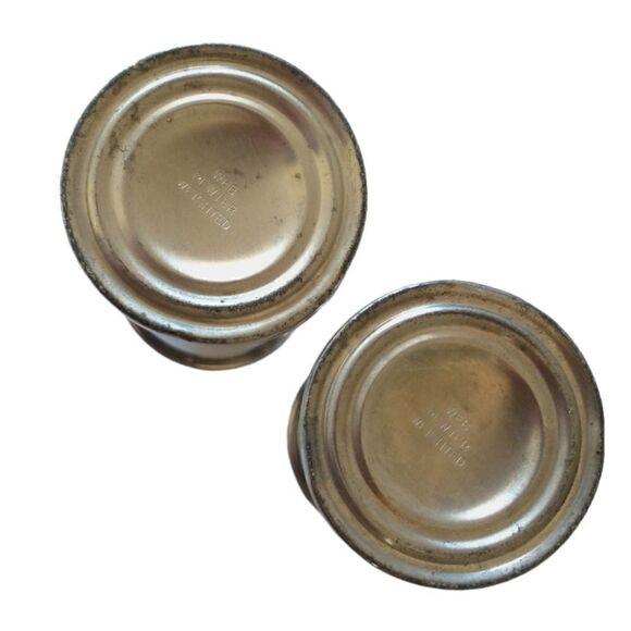 Web Pewter Salt Pepper Shaker Set Amber Glass Lined Weighted Vtg 80s Farmhouse. - Picture 11 of 16